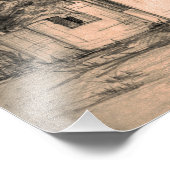 Architectuur Oude Orthodoxe Kerk Tekening Kunst Foto Afdruk (Hoek)