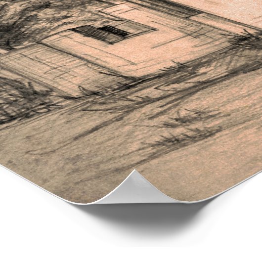 Architectuur Oude Orthodoxe Kerk Tekening Kunst Poster (Hoek)