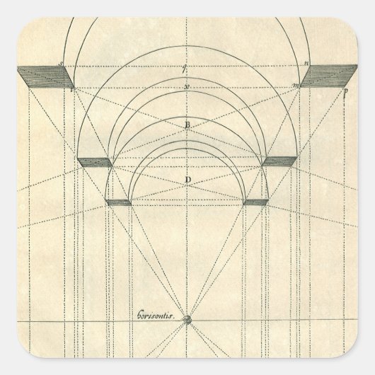  architectuur, perspectief renaissance Arch Vierkante Sticker (Voorkant)