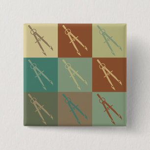 Architectuur Pop Art Vierkante Button 5,1 Cm