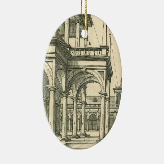 Architectuur, Roman Courtyard met Kolommen Keramisch Ornament (Rechts)