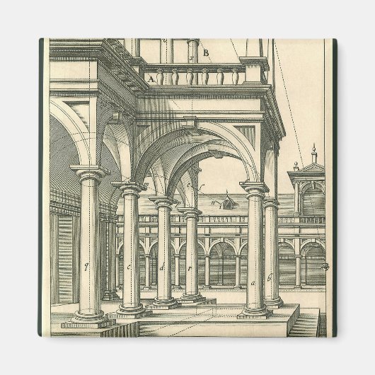  Architectuur, Roman Courtyard met Kolommen Magneet (Voorkant)