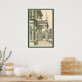  Architectuur, Roman Courtyard met Kolommen Poster (Keuken)