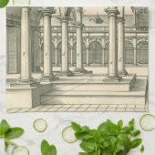  Architectuur, Roman Courtyard met Kolommen Theedoek (Gevouwen)