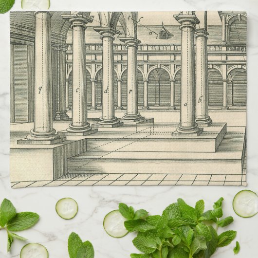  Architectuur, Roman Courtyard met Kolommen Theedoek (Gevouwen)