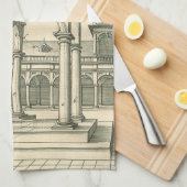  Architectuur, Roman Courtyard met Kolommen Theedoek (Quarter Fold)