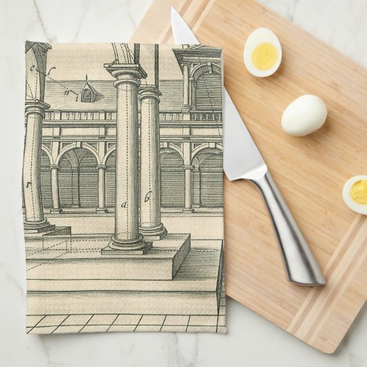  Architectuur, Roman Courtyard met Kolommen Theedoek (Quarter Fold)