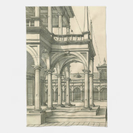  Architectuur, Roman Courtyard met Kolommen Theedoek