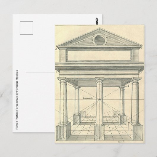  architectuur, Romein Portico met kolommen Briefkaart (Voorkant / Achterkant)