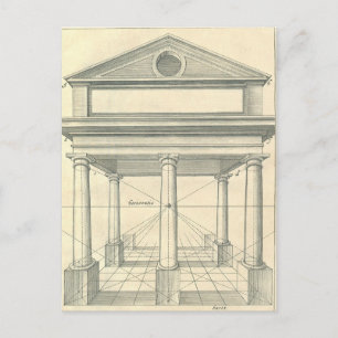 architectuur, Romein Portico met kolommen Briefkaart