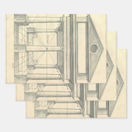  architectuur, Romein Portico met kolommen Inpakpapier Vel (Set)