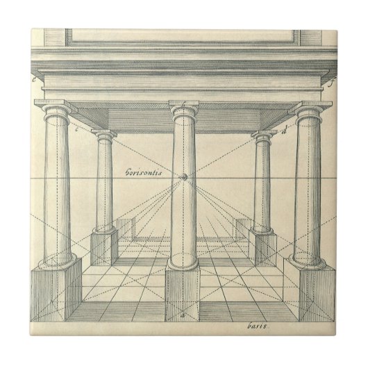  architectuur, Romein Portico met kolommen Tegeltje (Voorkant)