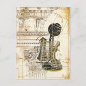 architectuur steampunk antiek  telefoon briefkaart (Voorkant)