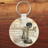 architectuur steampunk antiek telefoon sleutelhanger (Voorkant)