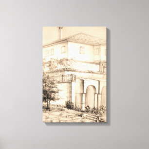 Architectuur Traditionele huistekening Canvas Afdruk