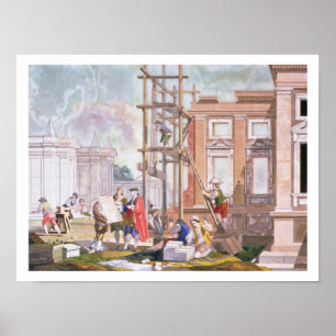 Architectuur, uit een reeks van vier die t illustr poster