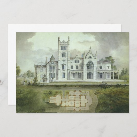 architectuur, uitnodiging van het Franse Chateau (Voorkant / Achterkant)