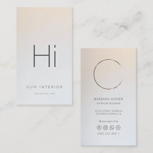 Architectuur van Chic Monogram Interior Designer Visitekaartje (Voorkant / Achterkant)