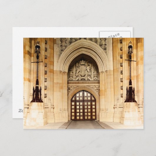 Architectuur van de deur van het Britse parlement Briefkaart (Voorkant / Achterkant)