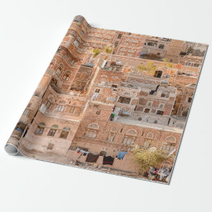 Architectuur van de Oude stad Sana'a, Jemen. UNE Cadeaupapier