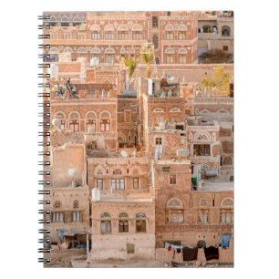 Architectuur van de Oude stad Sana'a, Jemen. UNE Notitieboek