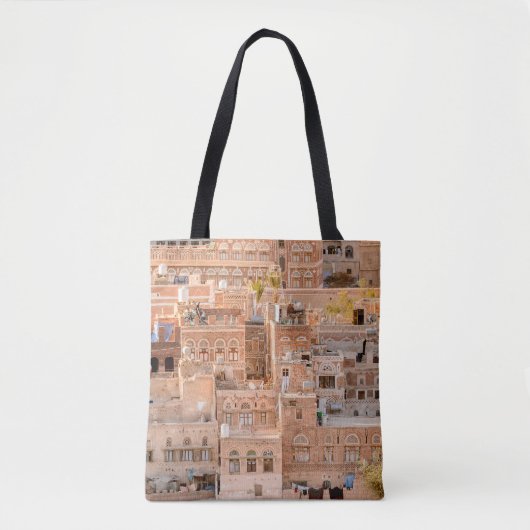 Architectuur van de Oude stad Sana'a, Jemen. UNE Tote Bag (Voorkant)