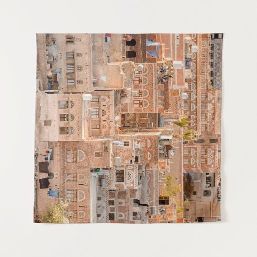 Architectuur van de Oude stad Sana'a, Jemen. UNE Wandkleed (Voorkant (horizontaal))