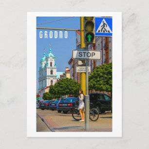 Architectuur van de stad Belarus Grodno Cityscape Briefkaart