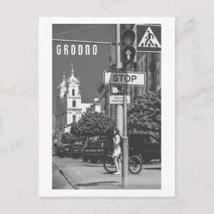 Architectuur van de stad Belarus Grodno Cityscape Briefkaart