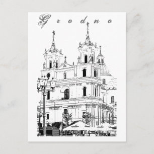 Architectuur van de stad Belarus Grodno Cityscape Briefkaart