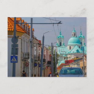 Architectuur van de stad Belarus Grodno Cityscape Briefkaart