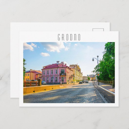 Architectuur van de stad Belarus Grodno Cityscape Briefkaart