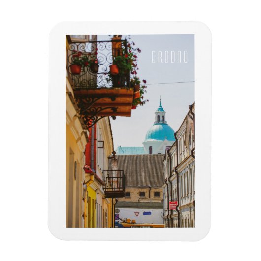 Architectuur van de stad Belarus Grodno Cityscape Magneet (Verticaal)
