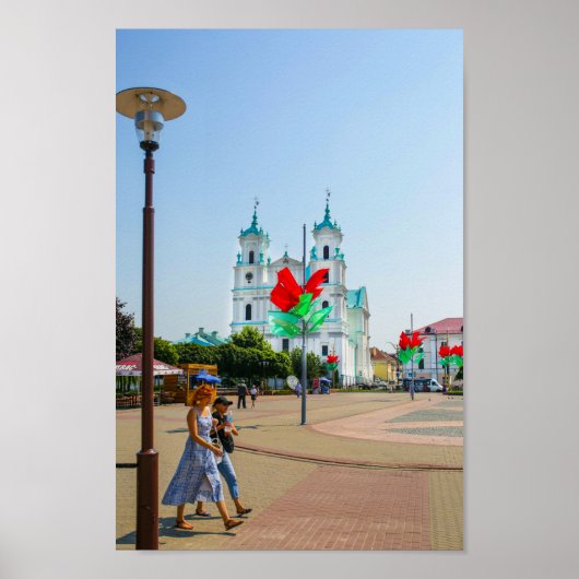 Architectuur van de stad Belarus Grodno Cityscape Poster (Voorkant)