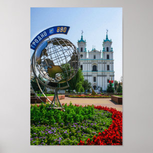 Architectuur van de stad Belarus Grodno Cityscape Poster