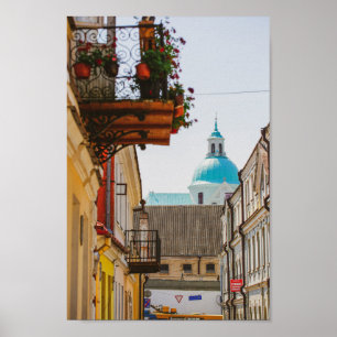 Architectuur van de stad Belarus Grodno Cityscape Poster