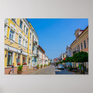 Architectuur van de stad Belarus Grodno Cityscape Poster