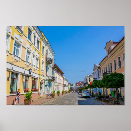 Architectuur van de stad Belarus Grodno Cityscape Poster (Voorkant)
