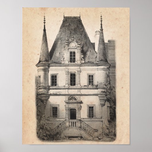 Architectuur van het Franse landdecor Chateau Art  Poster (Voorkant)