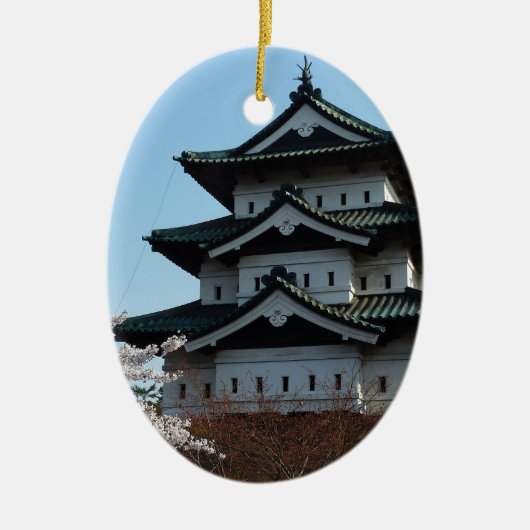 Architectuur van Japanse Castle-gebouwen Historisc Keramisch Ornament (Voorkant)
