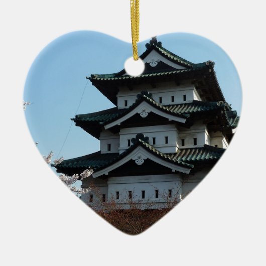 Architectuur van Japanse Castle-gebouwen Historisc Keramisch Ornament (Voorkant)