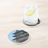 Architectuur van Japanse Castle-gebouwen Historisc Zandsteen Onderzetter (Zijkant)