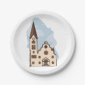 Architectuur van kerken papieren bordje (Voorkant)