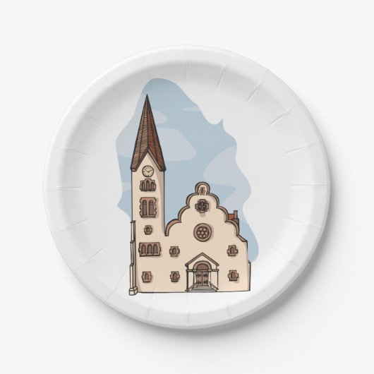 Architectuur van kerken papieren bordje (Voorkant)