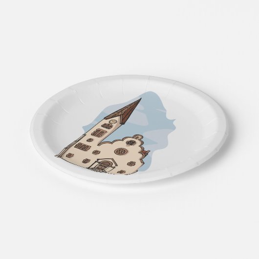 Architectuur van kerken papieren bordje (Gekanteld)