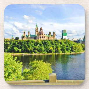 Architectuur van Parliament Hill Ottawa. Nu kopen Bier Onderzetter
