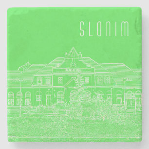 Architectuur van Wit-Russisch Slonim Train Station Stenen Onderzetter