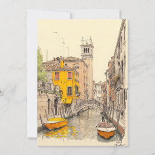 Architectuur Venetië Potlood Aquarel Schilderen Aankondiging