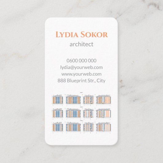 Architectuur Visitekaartje met Blueprints (Voorkant)