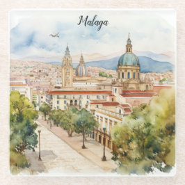 Architectuur Waterverf Malaga Spanje Glazen Onderzetter